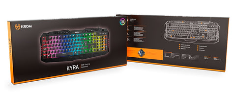KROM KYRA-membrane Gaming keyboard, en layout, anti-ghosting N-19, WASD function, RGB Rainbow with 9 effects, USB, Black