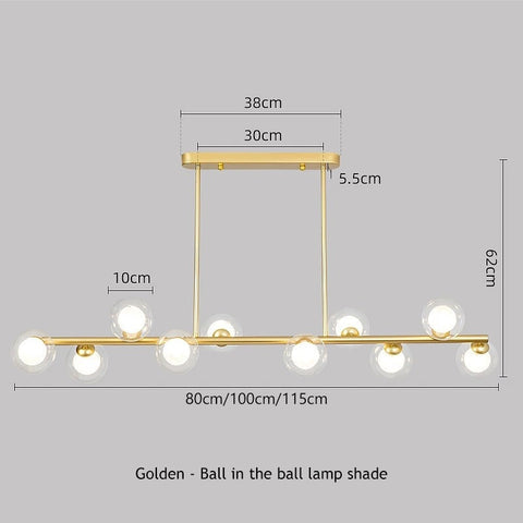 SANDYHA Modern Simple Bubble Ball Long Strip Chandeliers Minimalist Creative Hanging Lights Magic Bean Iron Art Restaurant Lamp