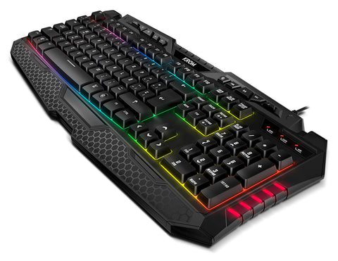 KROM KYRA-membrane Gaming keyboard, en layout, anti-ghosting N-19, WASD function, RGB Rainbow with 9 effects, USB, Black
