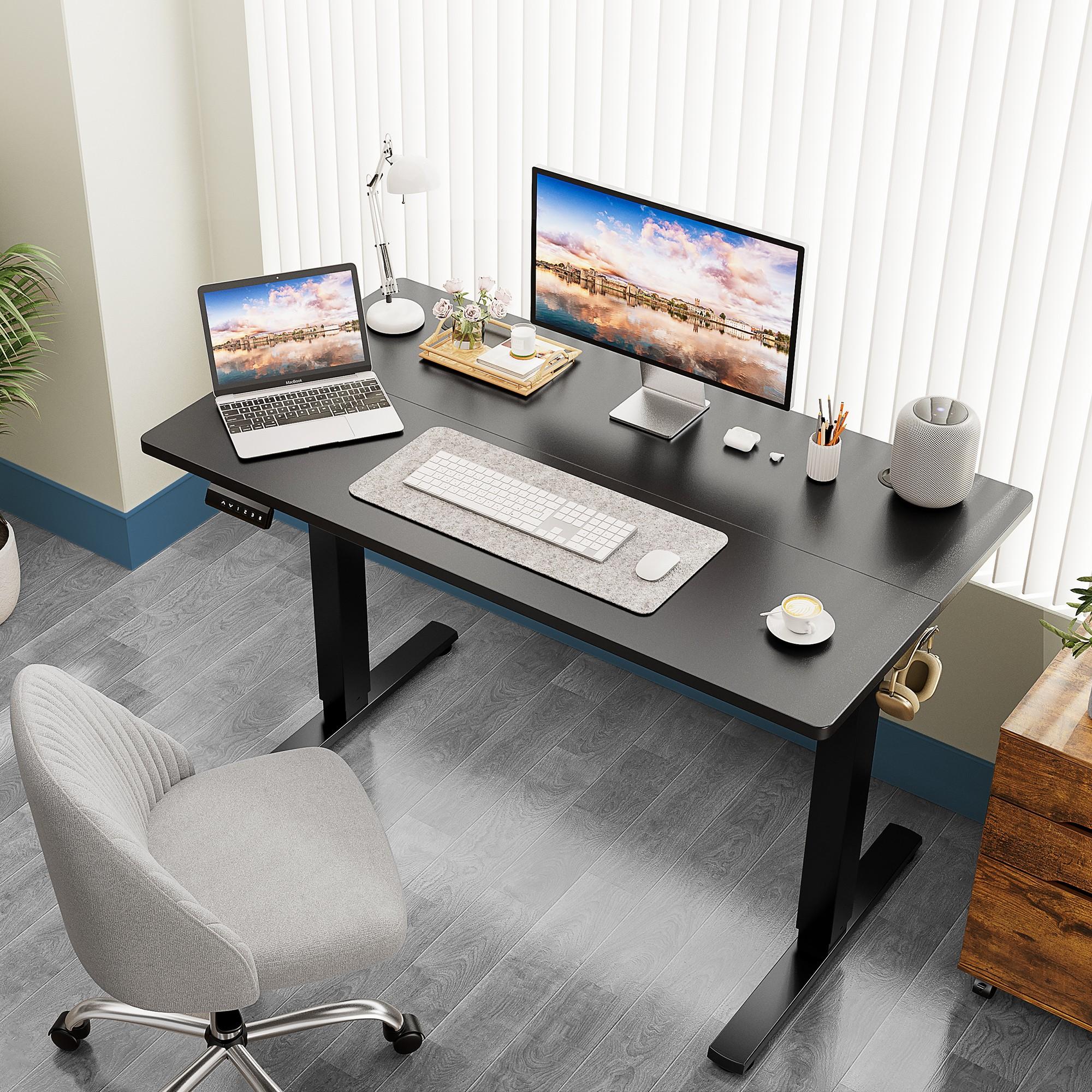 Ergonomic Height Adjustable Table with T-Shaped Metal Bracket Modern Computer Workstations