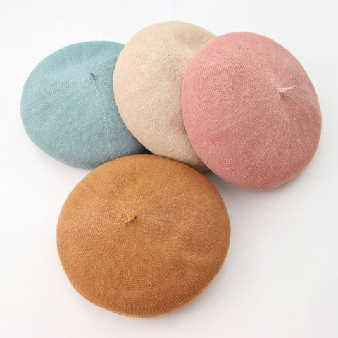 Fashion Painter Cap Adjustable Three-dimensional Deep Brim Solid Color Summer Knitted Thin Linen Beret