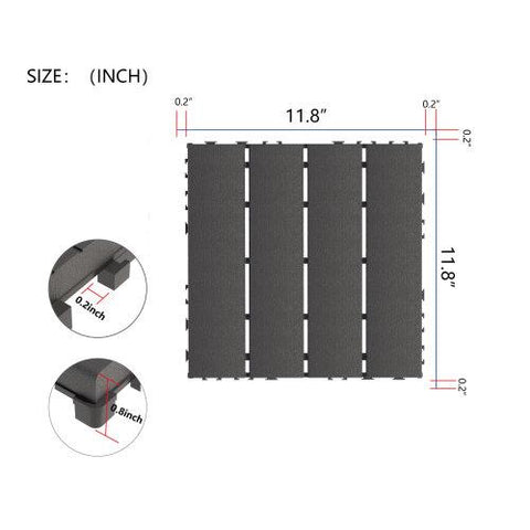 Plastic Interlocking Deck Tiles,44 Pack Patio Deck Tiles,12"x12" Square Waterproof Outdoor All Weather Use, Patio Decking Tiles for Poolside Balcony B