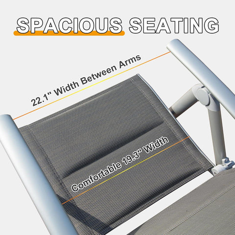 Patio Folding Chairs Set of 2, Aluminium Frame Outdoor Reclining Patio Chairs,Adjustable High Back Lawn Chairs