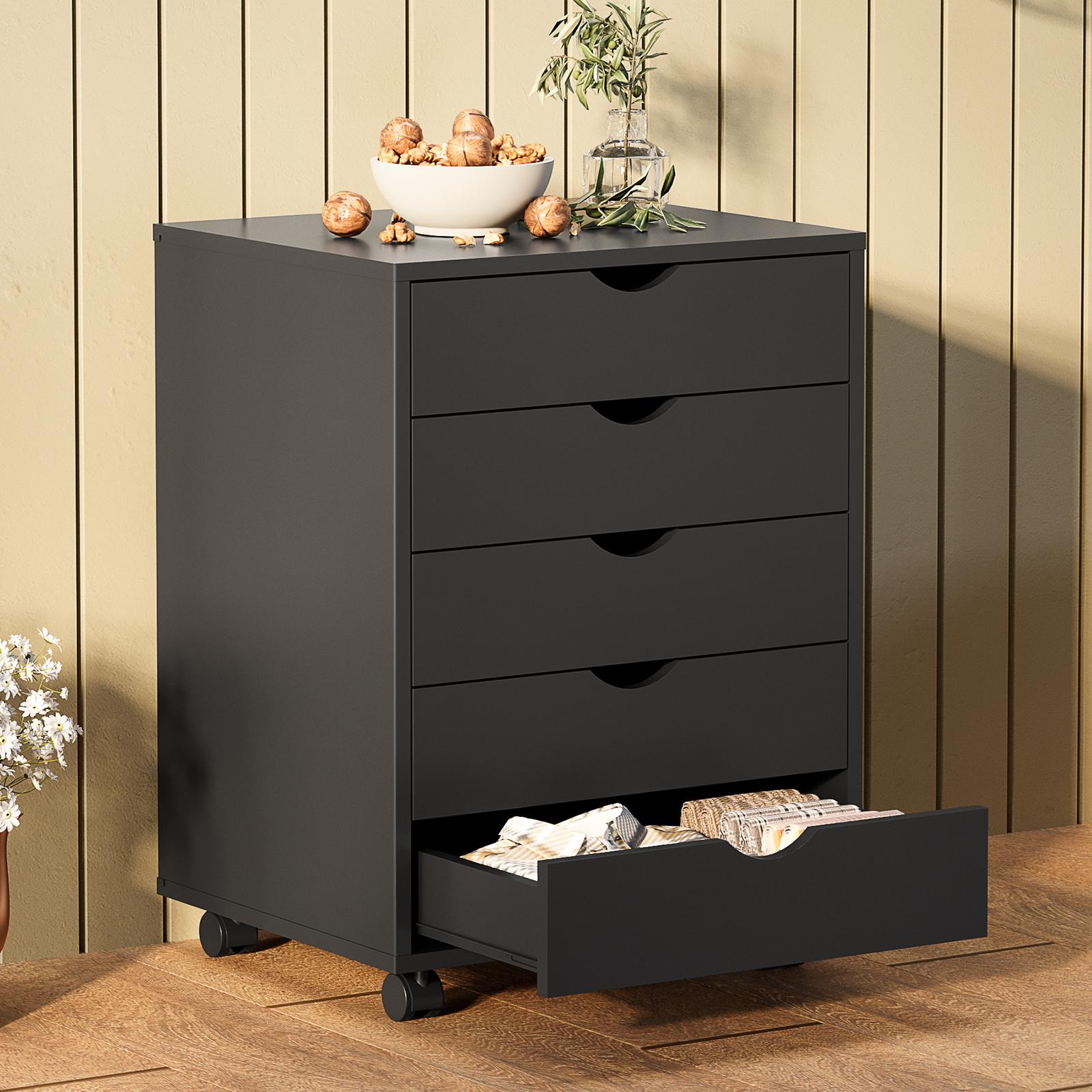 Panana 5/7 Drawer Chest, Wooden Tall Dresser Storage Dresser Cabinet With Wheels