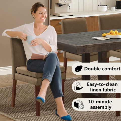 Armless linen dining chair with cushioned seat, featuring modern minimalist design suitable for various occasions.Set of 2 (2-Pack)