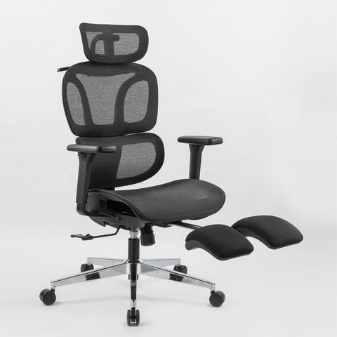 Full mesh office chair, ergonomic office chair, office mesh chair, adjustable headrest, armrests, foot pedals, with hanger