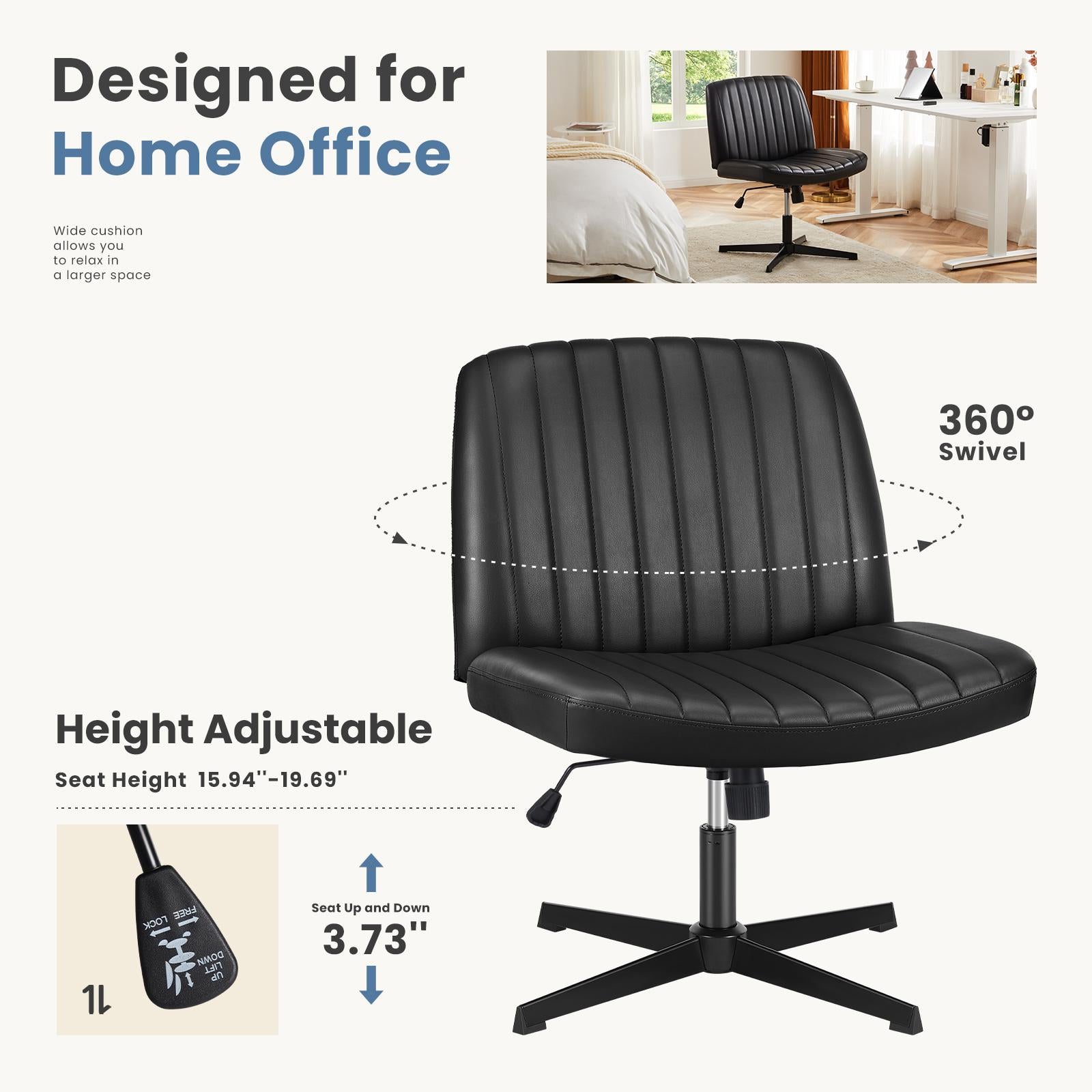 Cross-Legged Chair,No Wheels Armless Swivel Home Office Chair