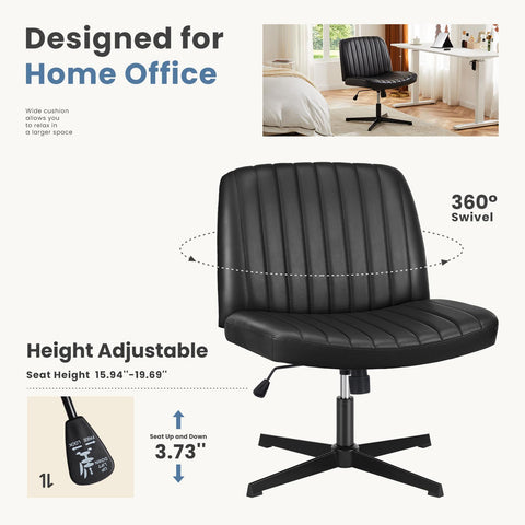 Cross-Legged Chair,No Wheels Armless Swivel Home Office Chair