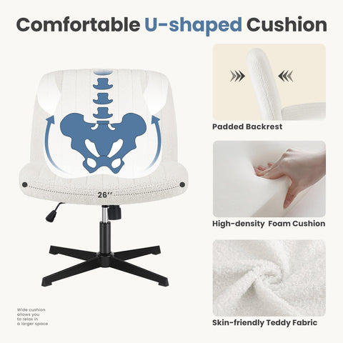 Cross-Legged Chair,No Wheels Armless Swivel Home Office Chair