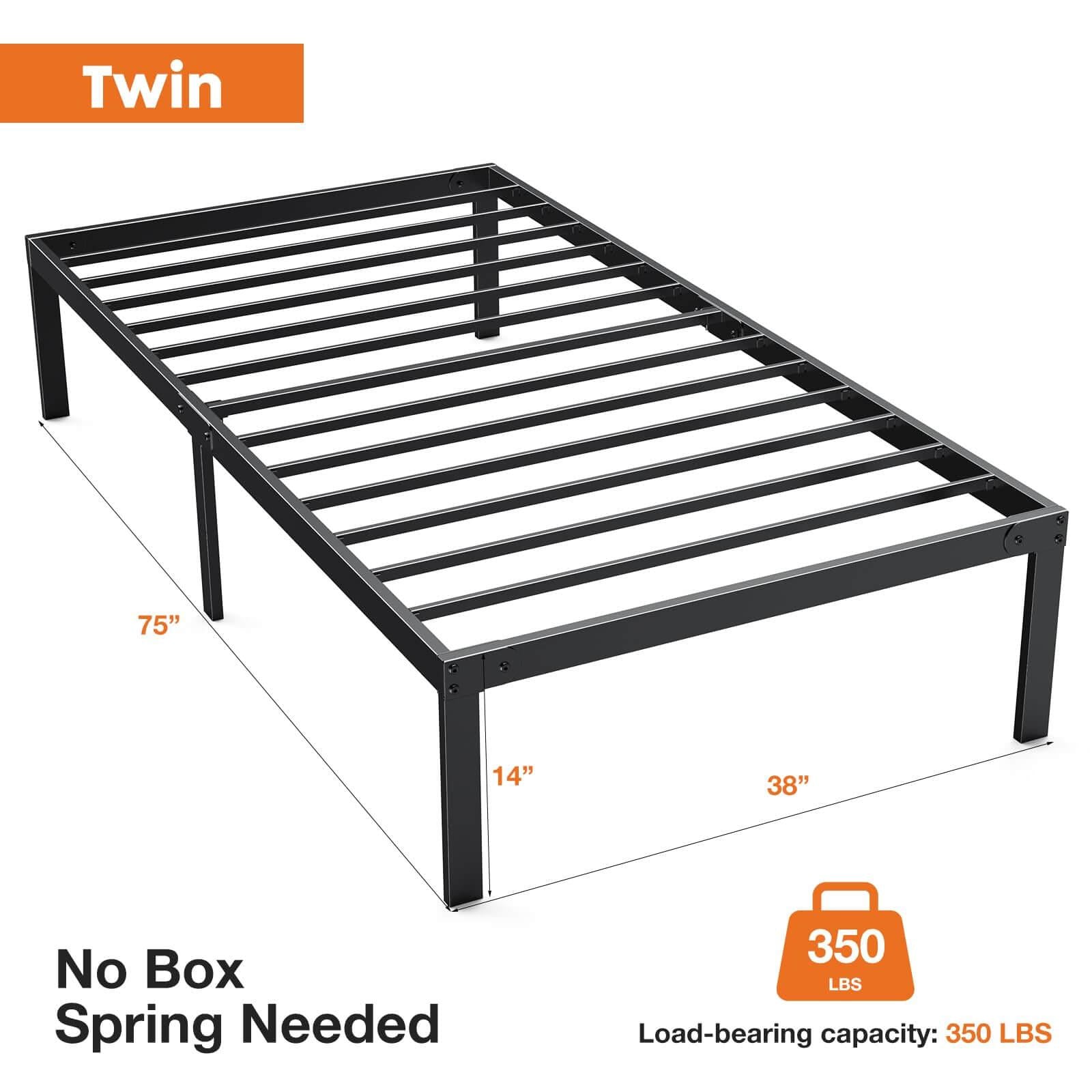 Bed Frame Metal Platform Bed Frame Mattress Foundation with Steel Slat Support