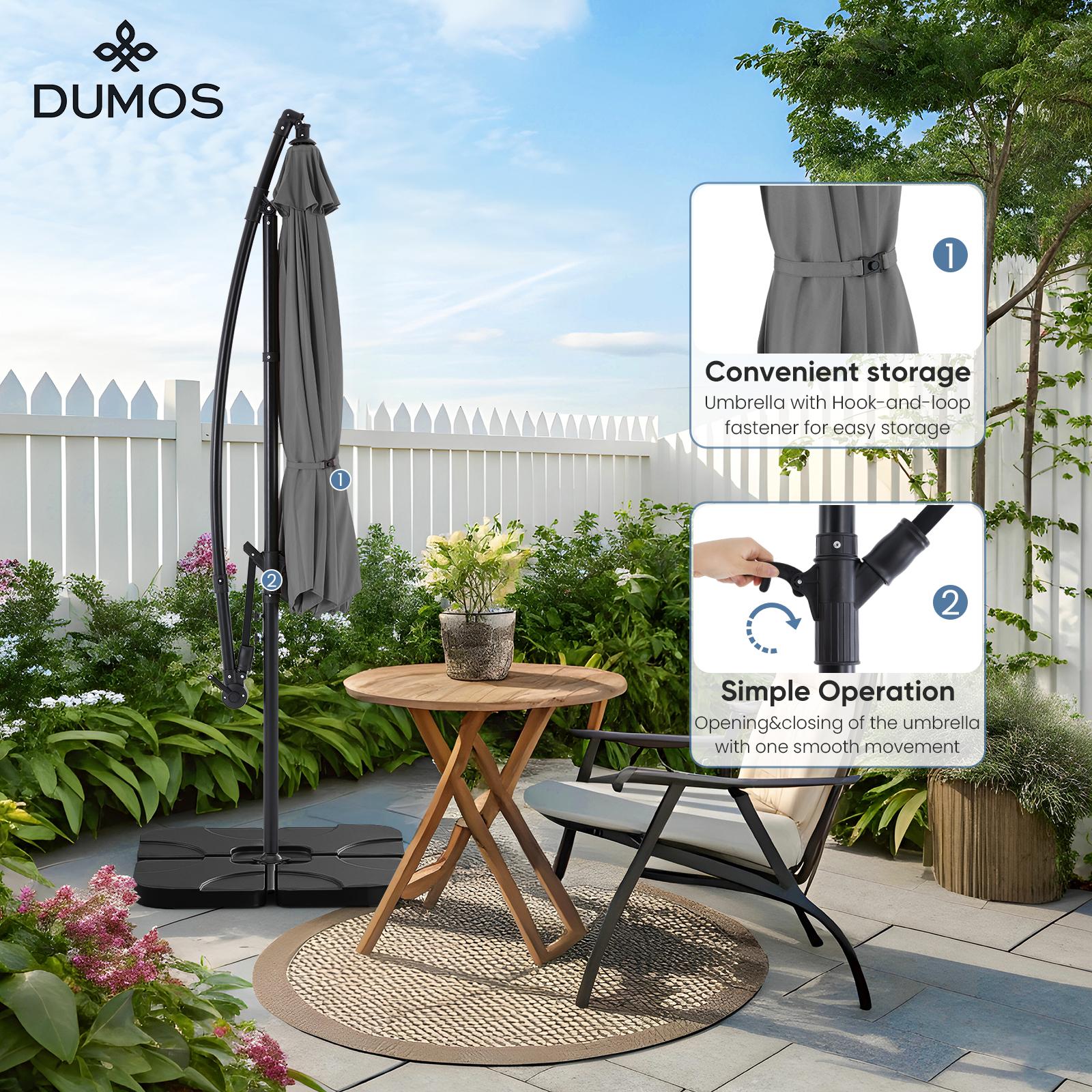 9.8FT Offset Patio Umbrella Hanging Cantilever Umbrella Outdoor Sun Shade with Easy Tilt Adjustment, 8 Ribs, UV Protection for Backyard, Lawn