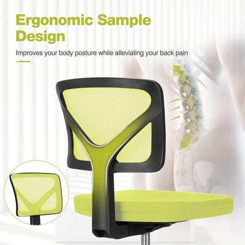 Armless Mesh Office Chair, Ergonomic Computer Desk Chair