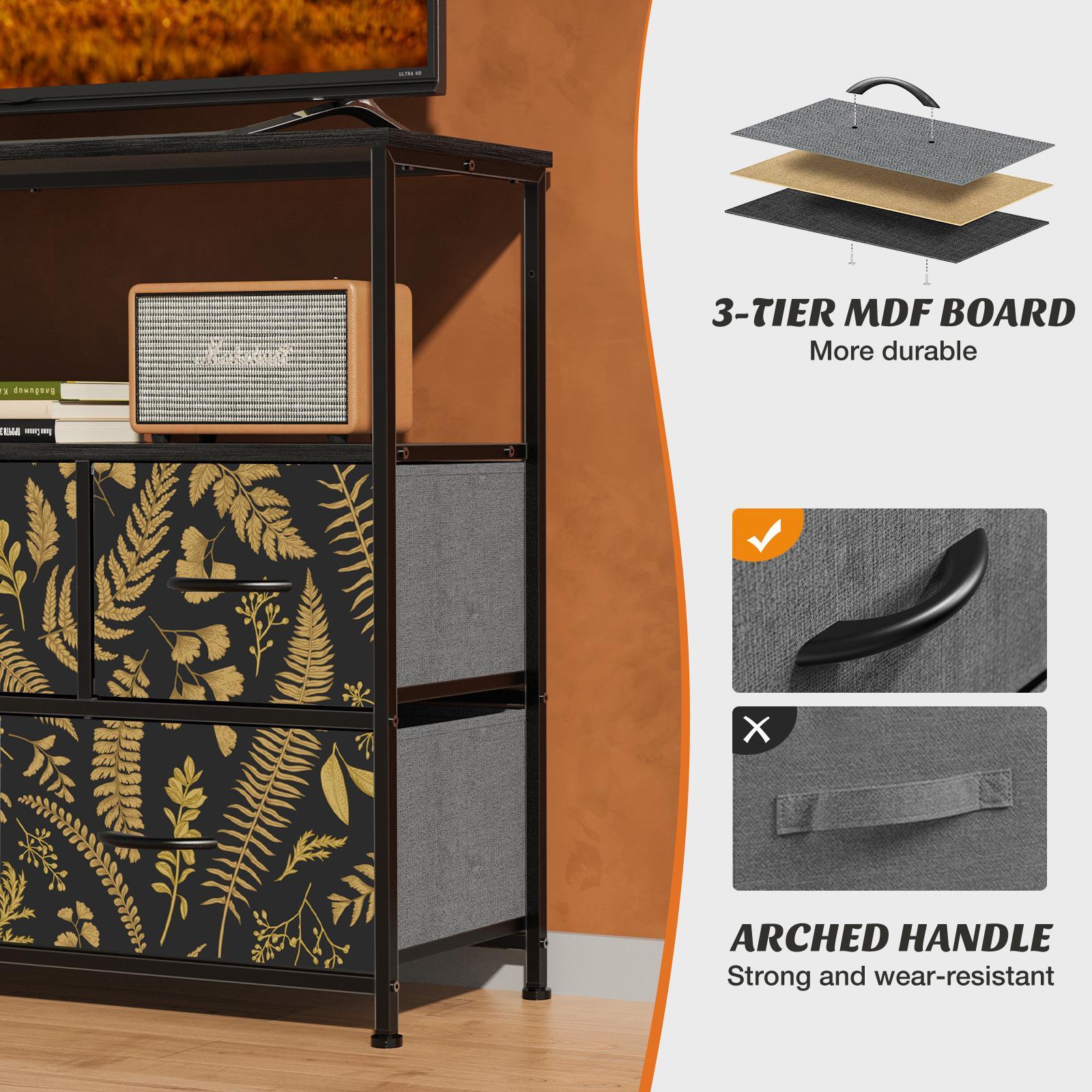 5-Drawer TV Stand with Anime Botanical Design - 5BCTV-4183-AB-031