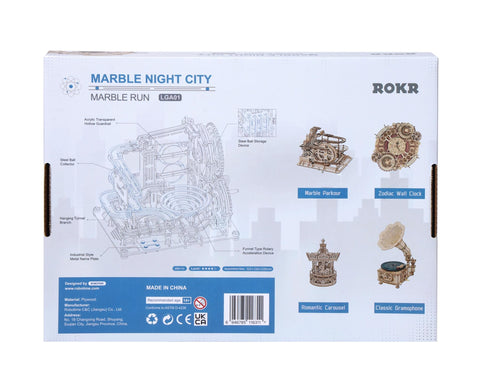 Robotime DIY 3D Wooden Puzzle Marble Run Assembly Model Building Block Stem Toy For Kids Adult