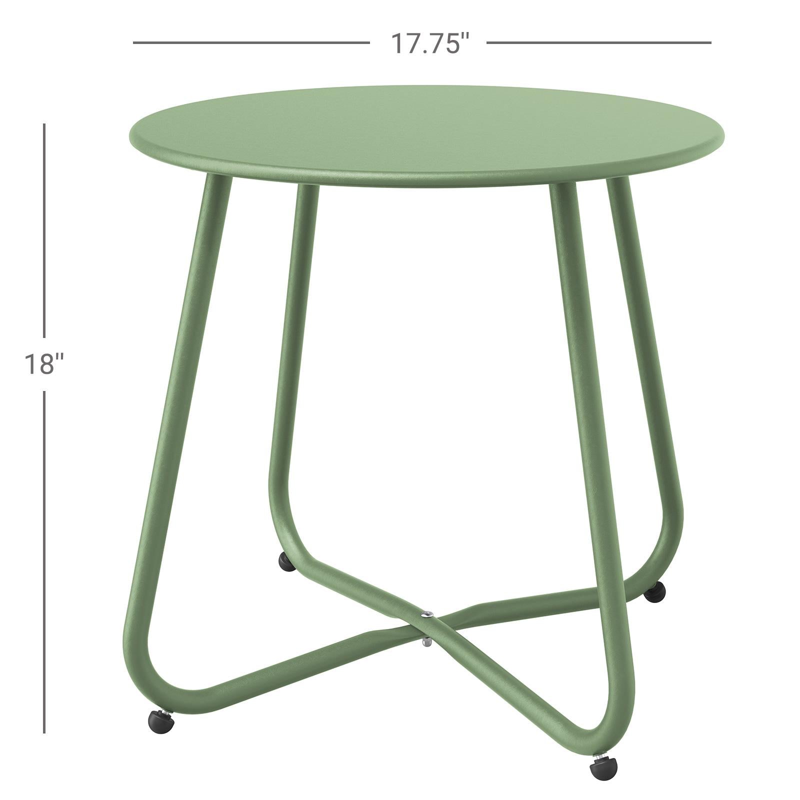 Mydepot SR Steel Patio Side Table, Weather Resistant Outdoor Round End Table