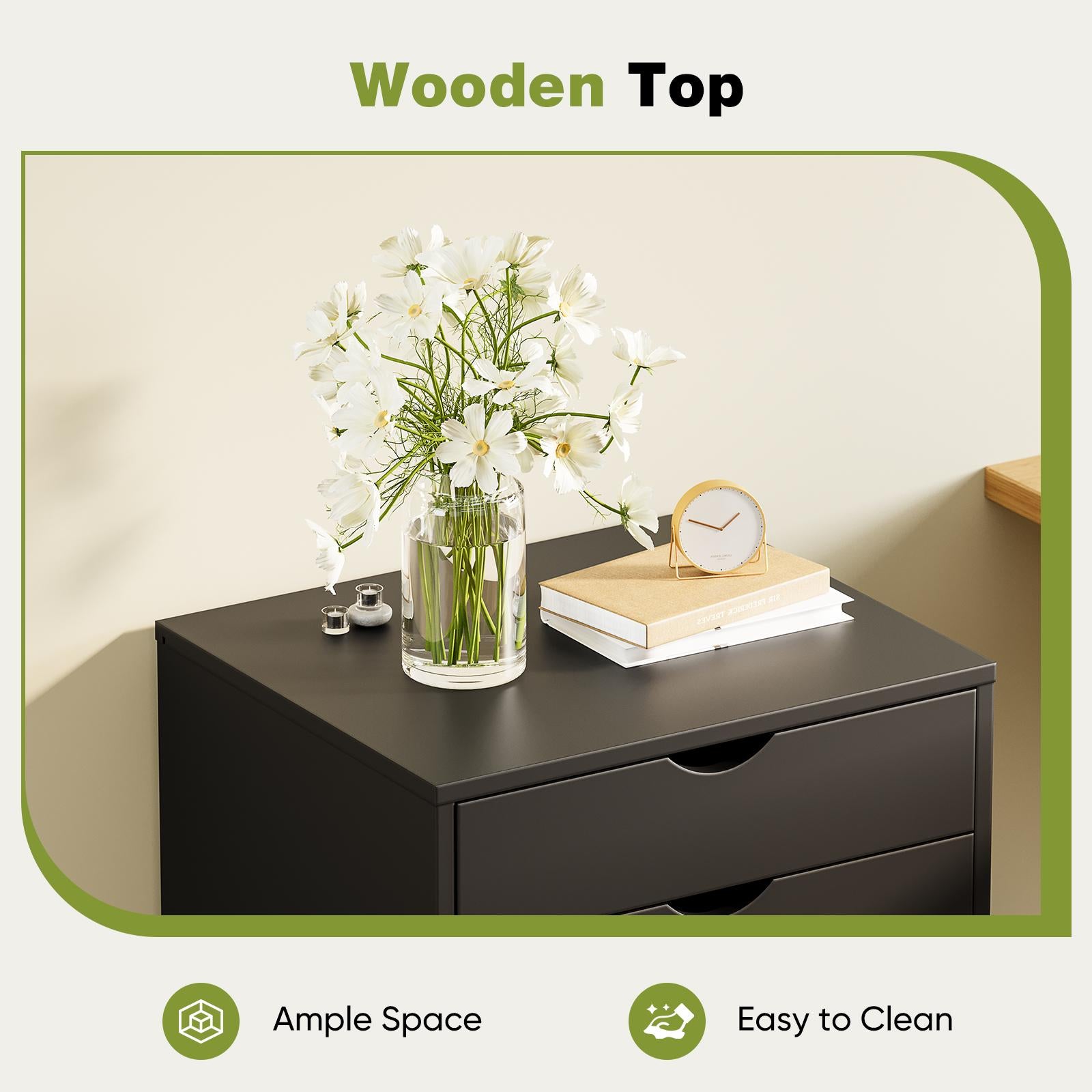 Panana 5/7 Drawer Chest, Wooden Tall Dresser Storage Dresser Cabinet With Wheels