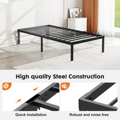 Bed Frame Metal Platform Bed Frame Mattress Foundation with Steel Slat Support