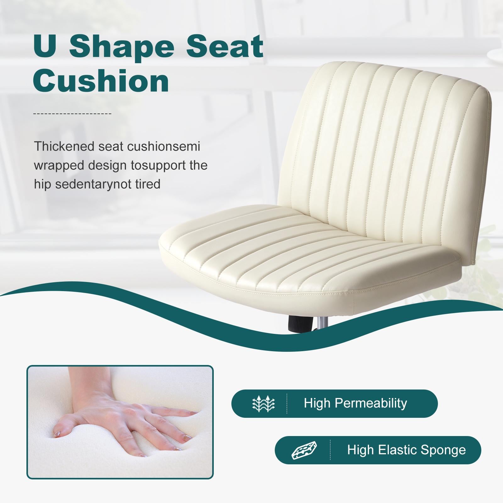 Cross-Legged Chair,No Wheels Armless Swivel Home Office Chair