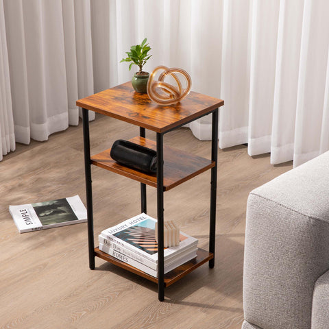 3 layer coffee table with adjustable height, small bedside table, storage shelf, suitable for bedroom, living room, office space saving