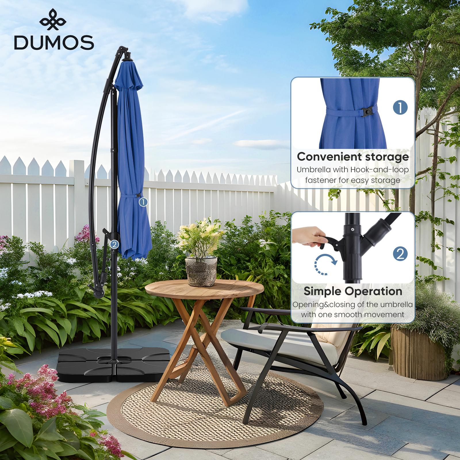 9.8FT Offset Patio Umbrella Hanging Cantilever Umbrella Outdoor Sun Shade with Easy Tilt Adjustment, 8 Ribs, UV Protection for Backyard, Lawn