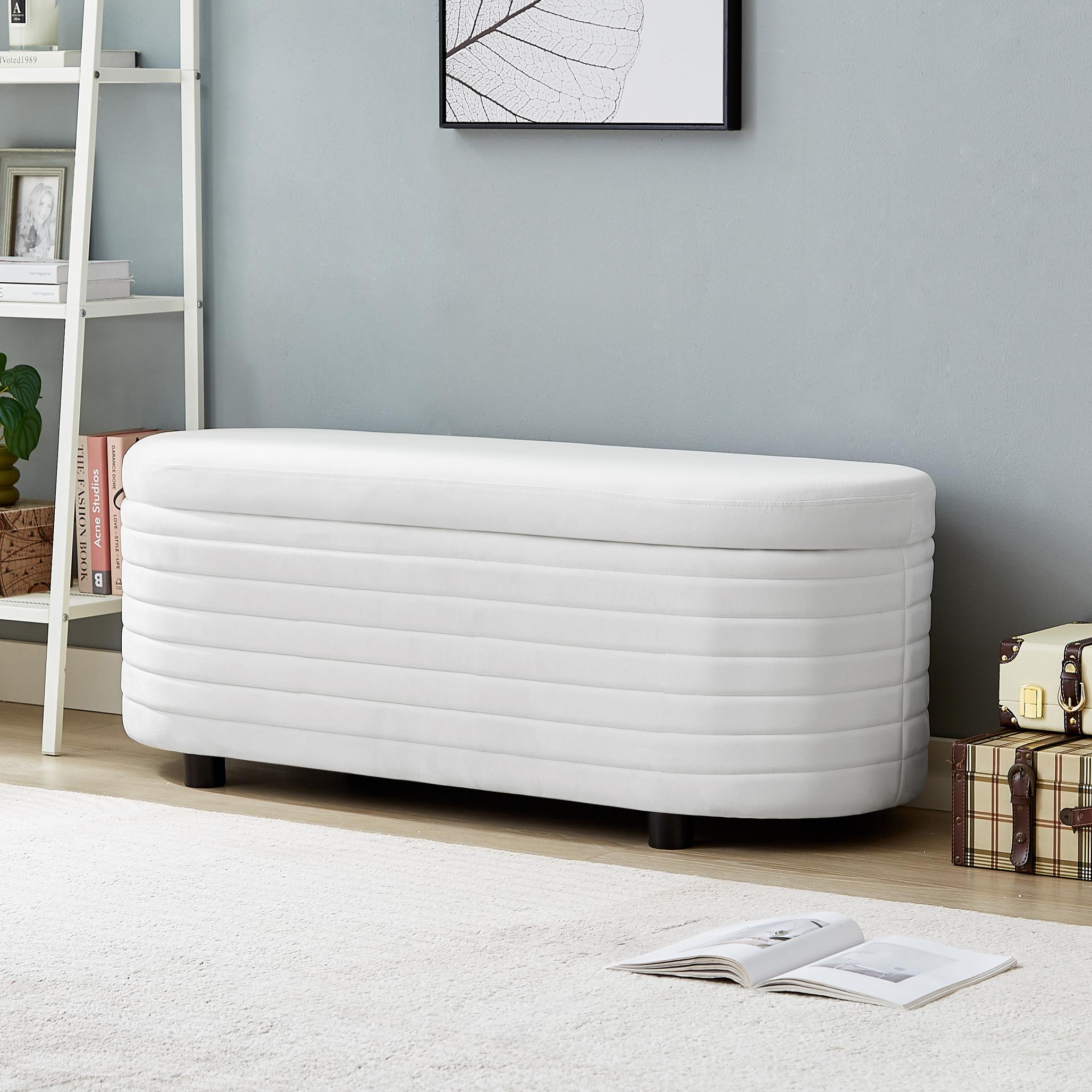 Multi-functional storage velvet material sofa bench