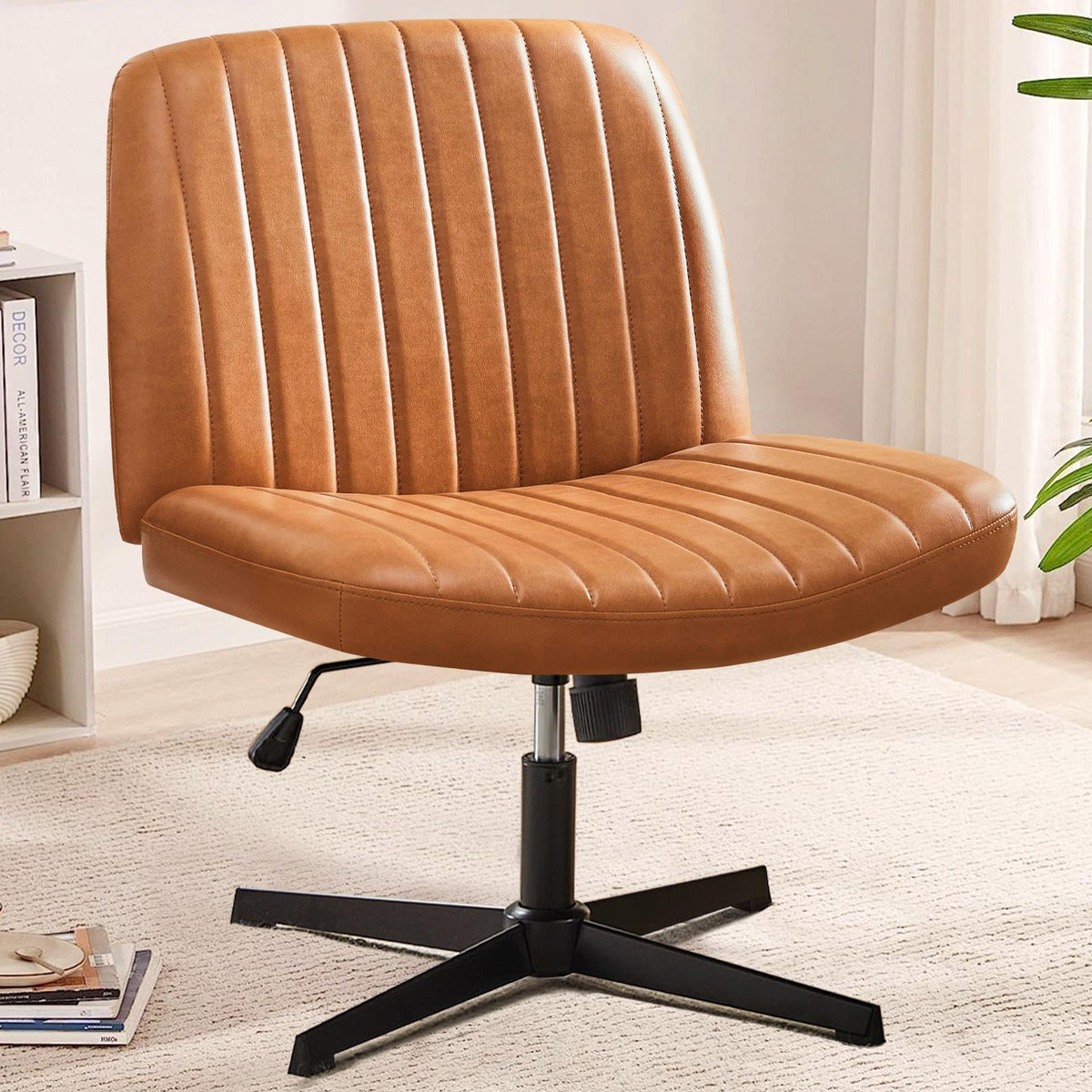 Cross-Legged Chair,No Wheels Armless Swivel Home Office Chair