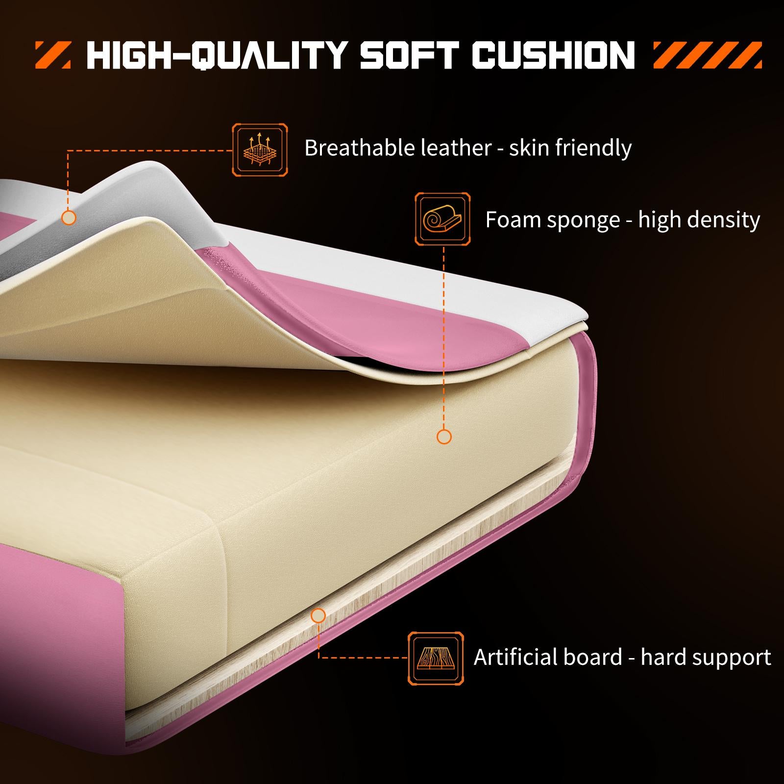 Video Game Desk Chair - Ergonomic Computer with Footrest and Comfy Lumbar Support, PU Leather Recliner with Headrest, Fixed Up Armrest,