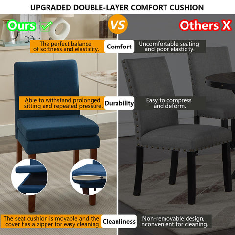 Armless linen dining chair with cushioned seat, featuring modern minimalist design suitable for various occasions.Set of 2 (2-Pack)
