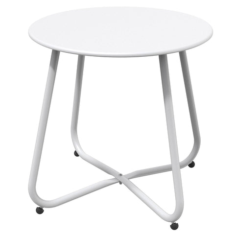 Mydepot SR Steel Patio Side Table, Weather Resistant Outdoor Round End Table