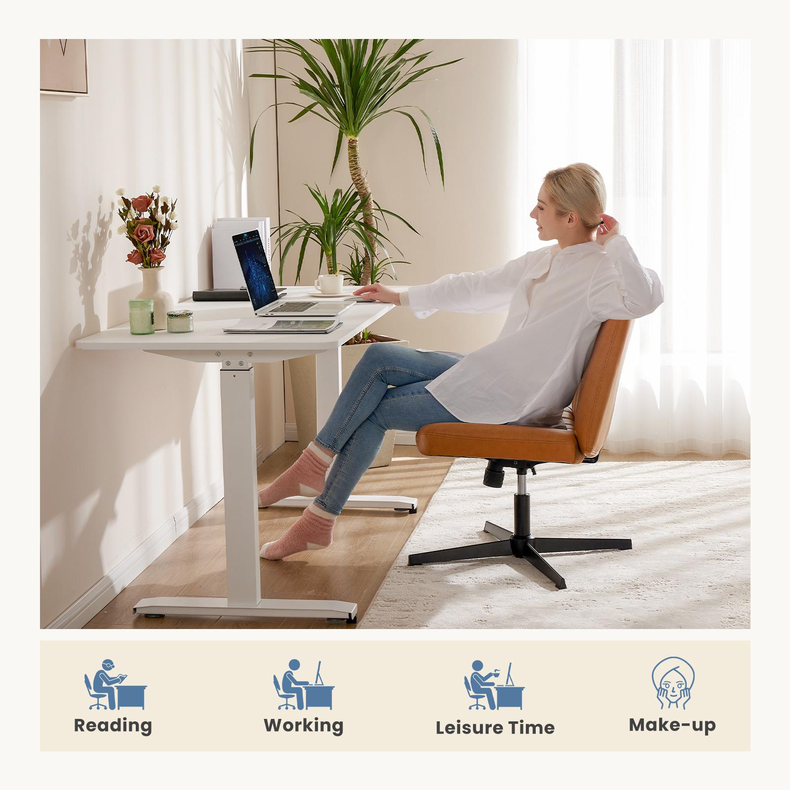 Cross-Legged Chair,No Wheels Armless Swivel Home Office Chair