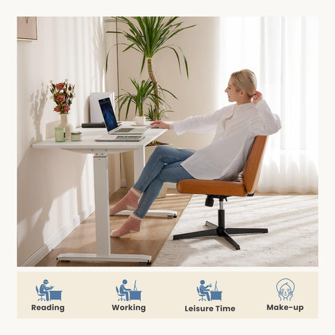 Cross-Legged Chair,No Wheels Armless Swivel Home Office Chair