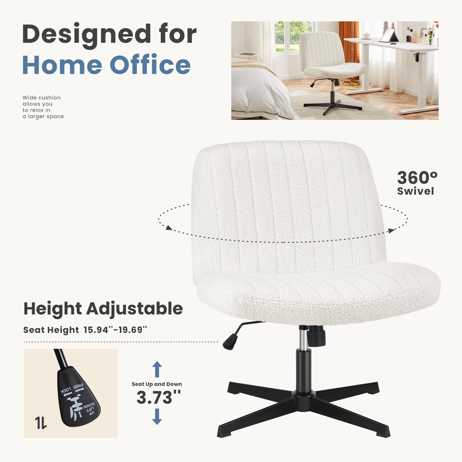 Cross-Legged Chair,No Wheels Armless Swivel Home Office Chair