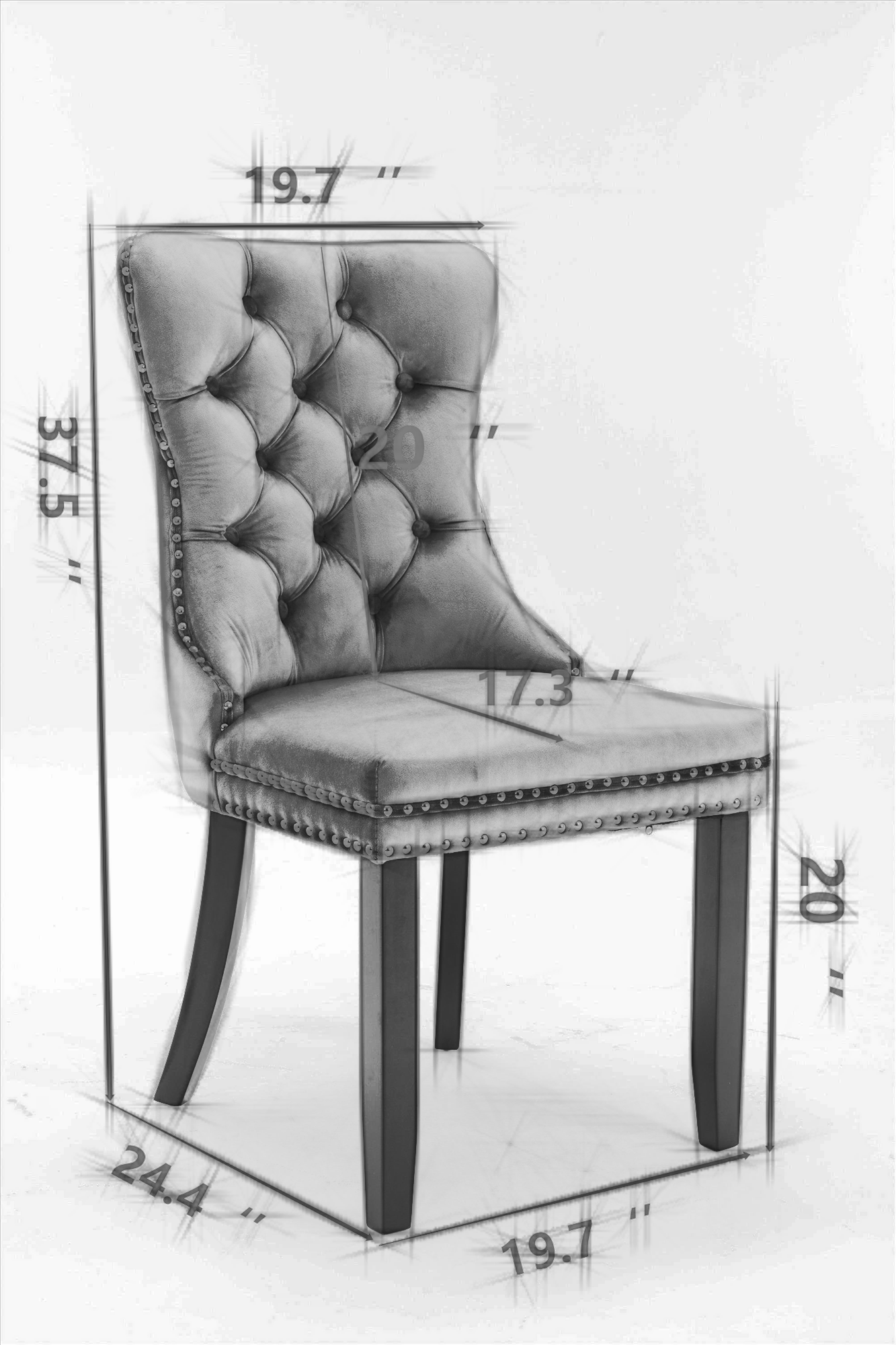 Modern, High-end Tufted Solid Wood Contemporary Velvet Upholstered Dining Chair with Chrome Stainless Steel Plating Legs,Nailhead Trim,Set of 2