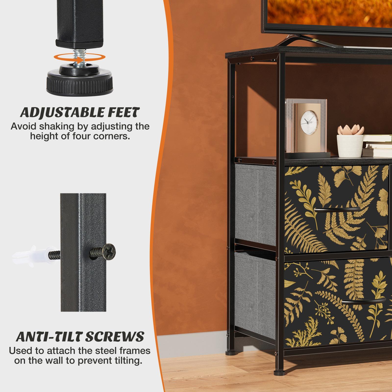 5-Drawer TV Stand with Anime Botanical Design - 5BCTV-4183-AB-031