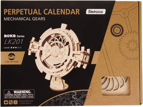 ROBOTIME 3D Wooden Mechanical Puzzle DIY Perpetual Calendar Craft Kits Laser-Cut Model Kit to Build Great Birthday and Christmas Gifts