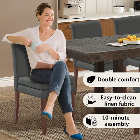 Armless linen dining chair with cushioned seat, featuring modern minimalist design suitable for various occasions.Set of 2 (2-Pack)