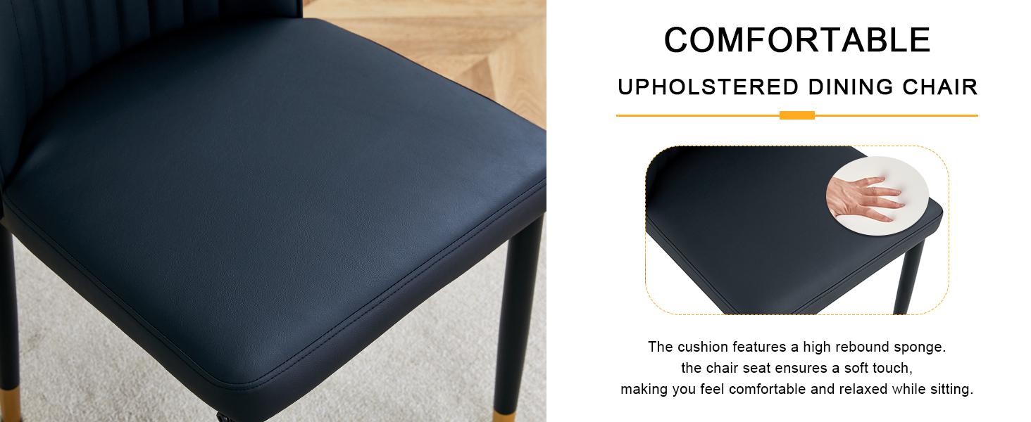 A set of 4 dining chairs, PU material high backrest seats and sturdy leg chairs, suitable for restaurants, kitchens, and living rooms.
