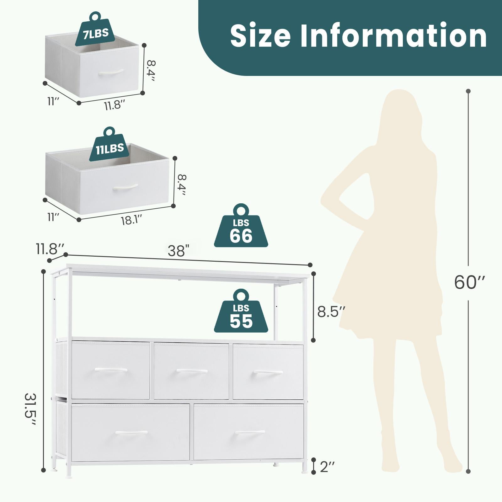 Dresser for Bedroom, Drawer Dresser Organizer Storage Drawers Fabric Storage Tower