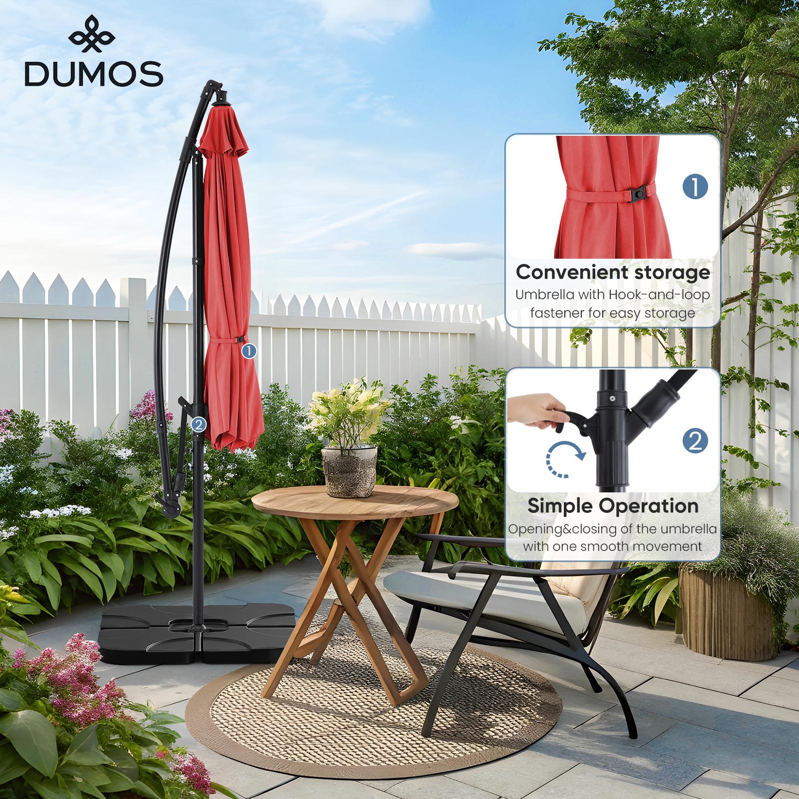 9.8FT Offset Patio Umbrella Hanging Cantilever Umbrella Outdoor Sun Shade with Easy Tilt Adjustment, 8 Ribs, UV Protection for Backyard, Lawn