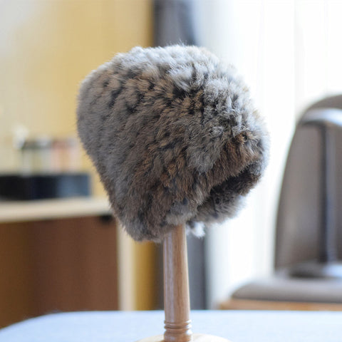 Knitted Rabbit Fur Hat Children