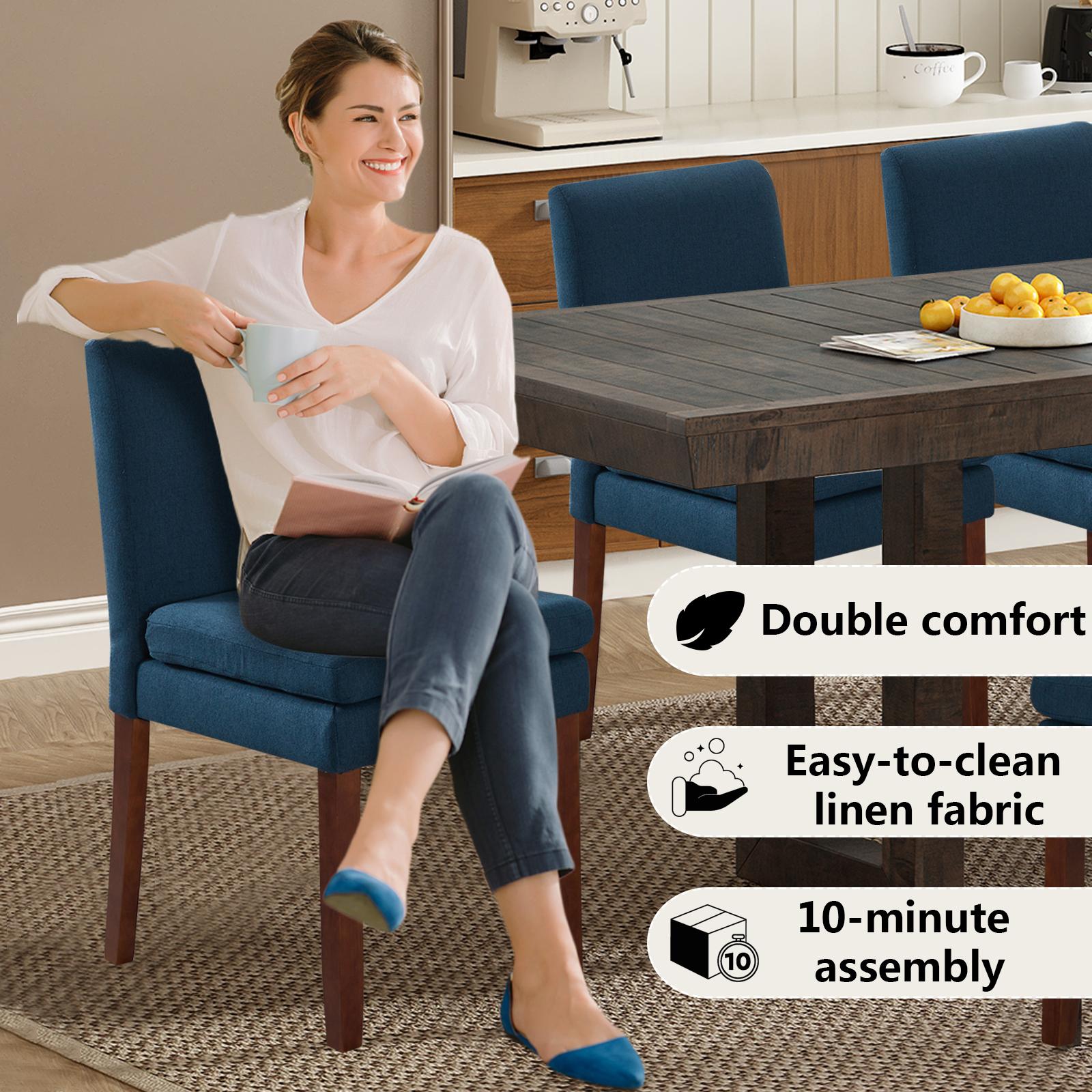 Armless linen dining chair with cushioned seat, featuring modern minimalist design suitable for various occasions.Set of 2 (2-Pack)
