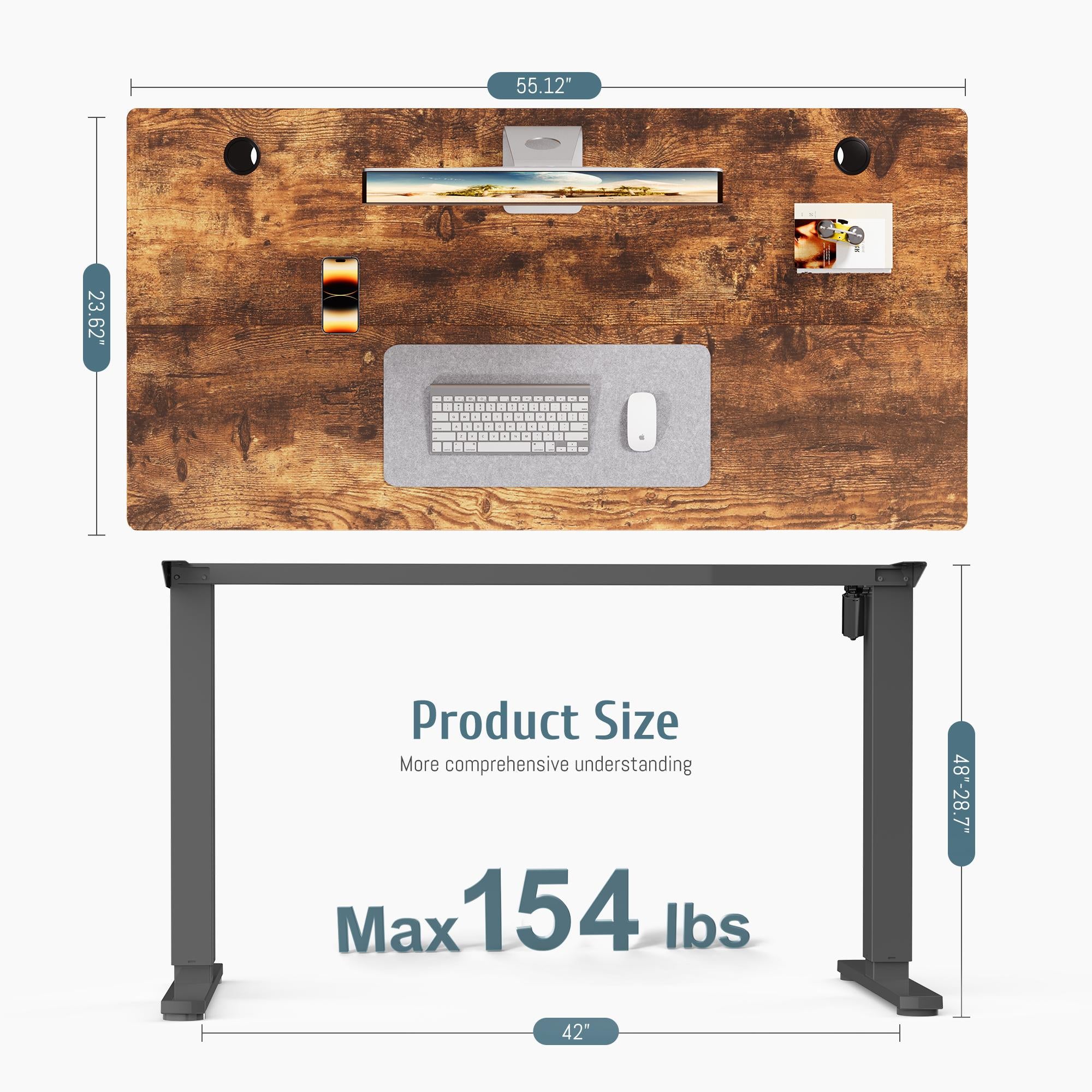 Ergonomic Height Adjustable Table with T-Shaped Metal Bracket Modern Computer Workstations