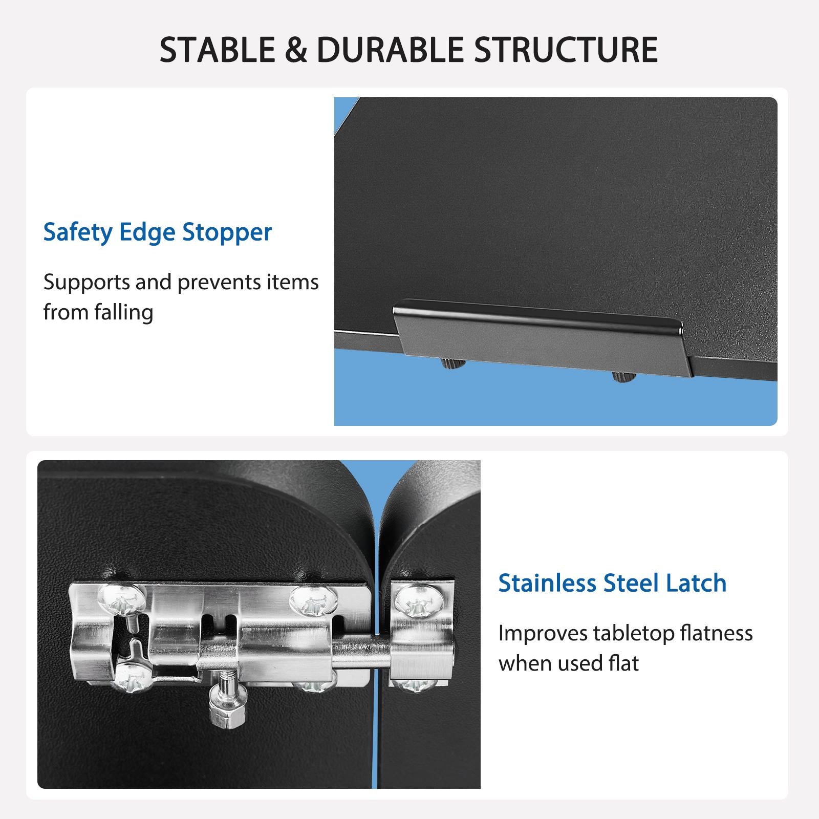 Adjustable Overbed Table with Wheels, Mobile Rolling Laptop Desk, Tilting Bedside Table for Laptop, Bed, Sofa, and Office Use, Black