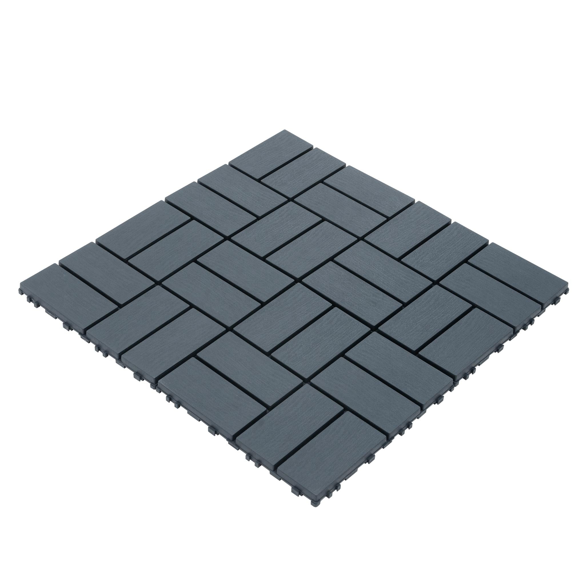 Plastic Interlocking Deck Tiles,44 Pack Patio Deck Tiles,12"x12" Square Waterproof Outdoor All Weather Use, Patio Decking Tiles for Poolside Balcony