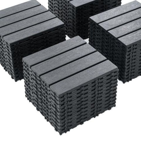 Plastic Interlocking Deck Tiles,44 Pack Patio Deck Tiles,12"x12" Square Waterproof Outdoor All Weather Use, Patio Decking Tiles for Poolside Balcony B