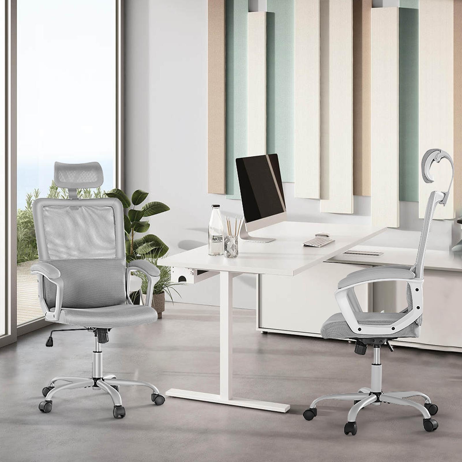 High Back Desk Chair with Adjustable Lumbar Support & Headrest,Comfortable Mesh Computer Chair with Soft Flip Up Arms, Adjustable Height and 120°Tilt