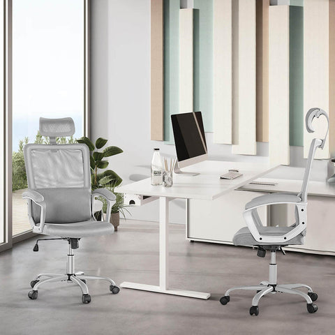 High Back Desk Chair with Adjustable Lumbar Support & Headrest,Comfortable Mesh Computer Chair with Soft Flip Up Arms, Adjustable Height and 120°Tilt