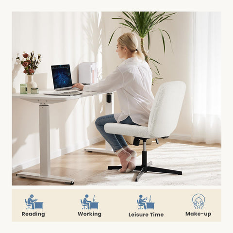 Cross-Legged Chair,No Wheels Armless Swivel Home Office Chair