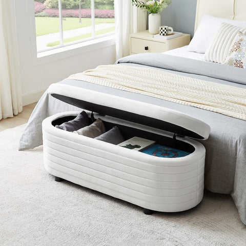 Multi-functional storage velvet material sofa bench