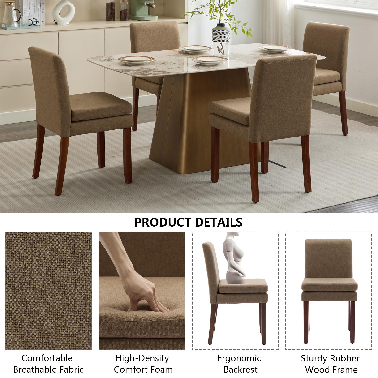 Armless linen dining chair with cushioned seat, featuring modern minimalist design suitable for various occasions.Set of 2 (2-Pack)